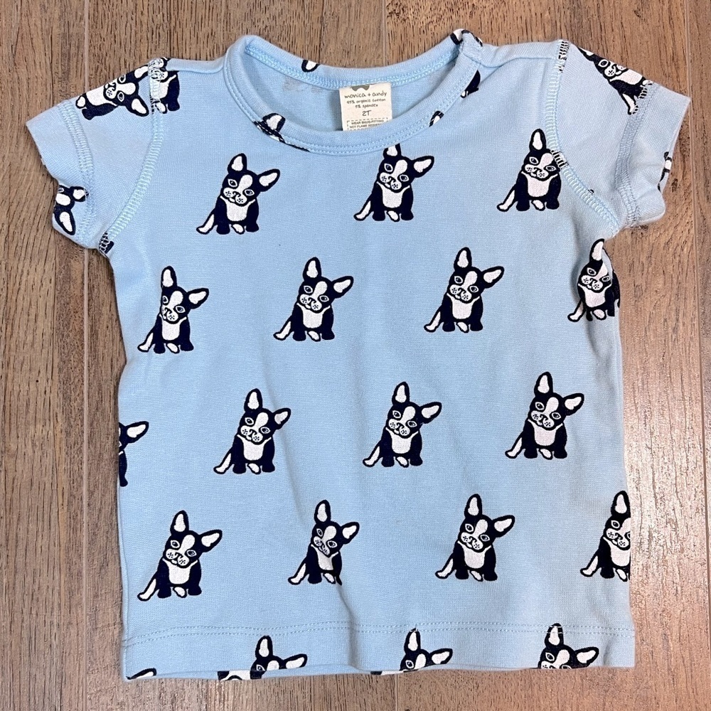 CLEAR-OUT Monica + Andy Bulldog Novelty Print‎ Organic Cotton Tee Shirt